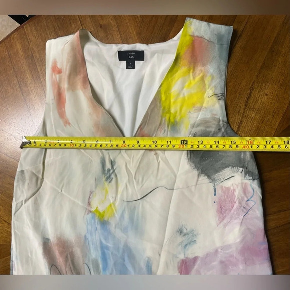 J. CREW  365 WATERCOLOR SILK SLEEVELESS V-NECK DRESS LUXE ART TO WEAR SIZE 4 - Picture 10 of 10